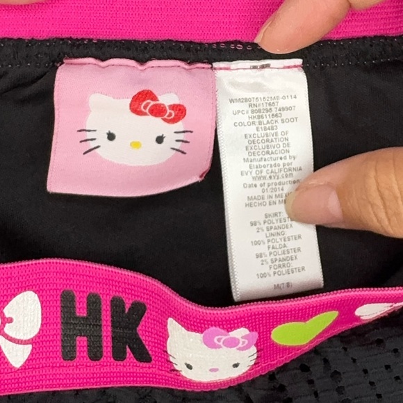 Pre-Loved Girls Hello Kitty Black Skirt with Pink Waistband, M 7/8 - Picture 2 of 6